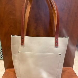 Elegant White Leather Tote Bag